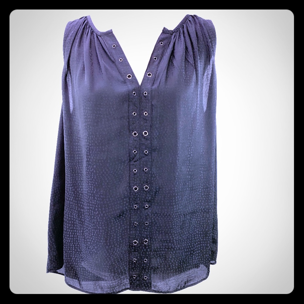 Jennifer Lopez Black Textured Silky Sleeveless Top